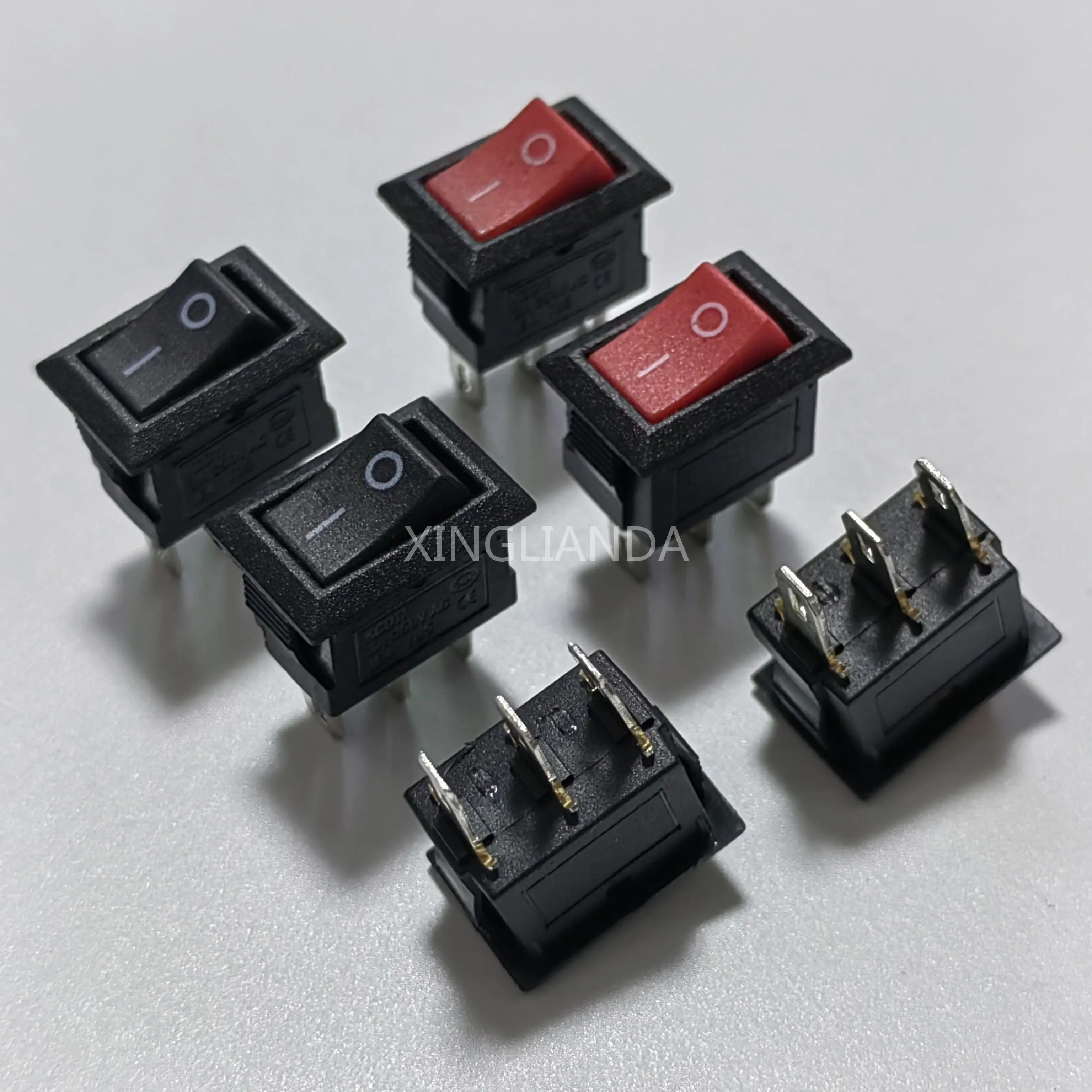 20PCS KCD1-11 10X15MM Rocker Push Button Mini Switch 3A 250VAC 6A 125VAC 3Pin Snap-in On/Off 10*15 Black Red