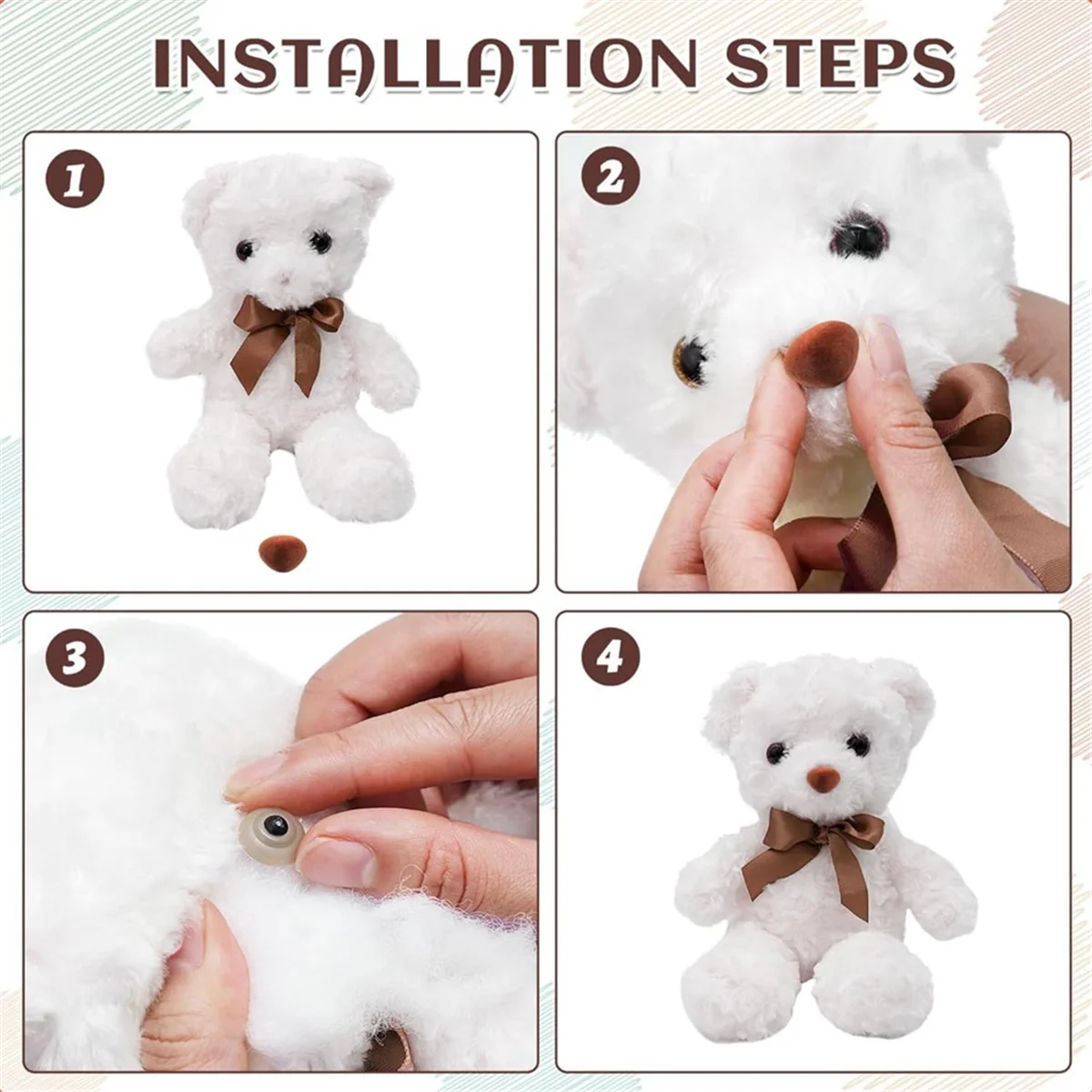 จมูกปลอดภัย90ชิ้นสำหรับ amigurumi จมูกพลาสติกปลอดภัยสำหรับตุ๊กตาสัตว์ยัดนุ่นโครเชต์จมูกกับเครื่องซักผ้าสำหรับงานฝีมือ