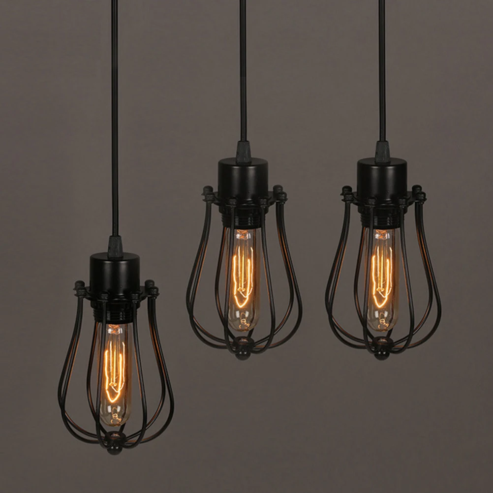 

Retro Iron Lampshade Vintage Style Chandelier Cage Durable Light Cover Home Decoration Lamp Cage Guard Ceiling Wall Mount Simple