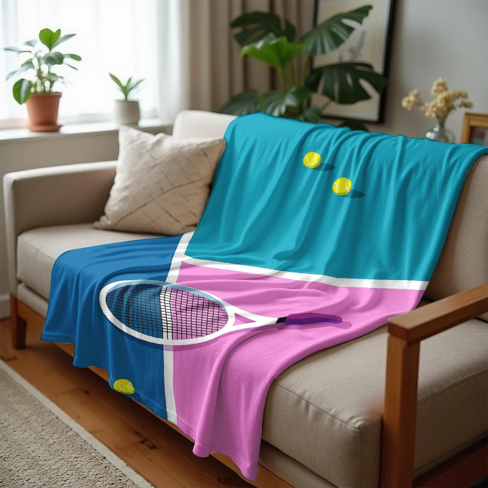 Tennis Court Ultra Soft Sherpa Fleece Blanket Fluffy Warm Halloween Cozy Throw for Sofa Couch Bedroom Gift All season
