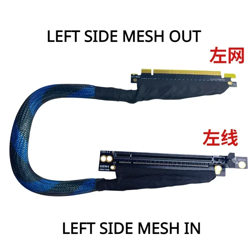 

PCI Express 4.0 X16 External Graphics Cards Thin Extension Cable GEN4 for AI Server Braided Mesh Silver-Plated GPU Adapter Cable