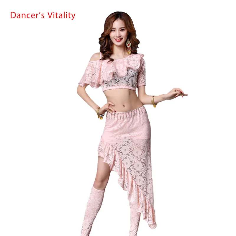 Lace Oriental Belly Dance Costumes Set Tops +short Skirt Waist Skirts for Women Indian Bellydance Dancing Clothes Dancer Wear