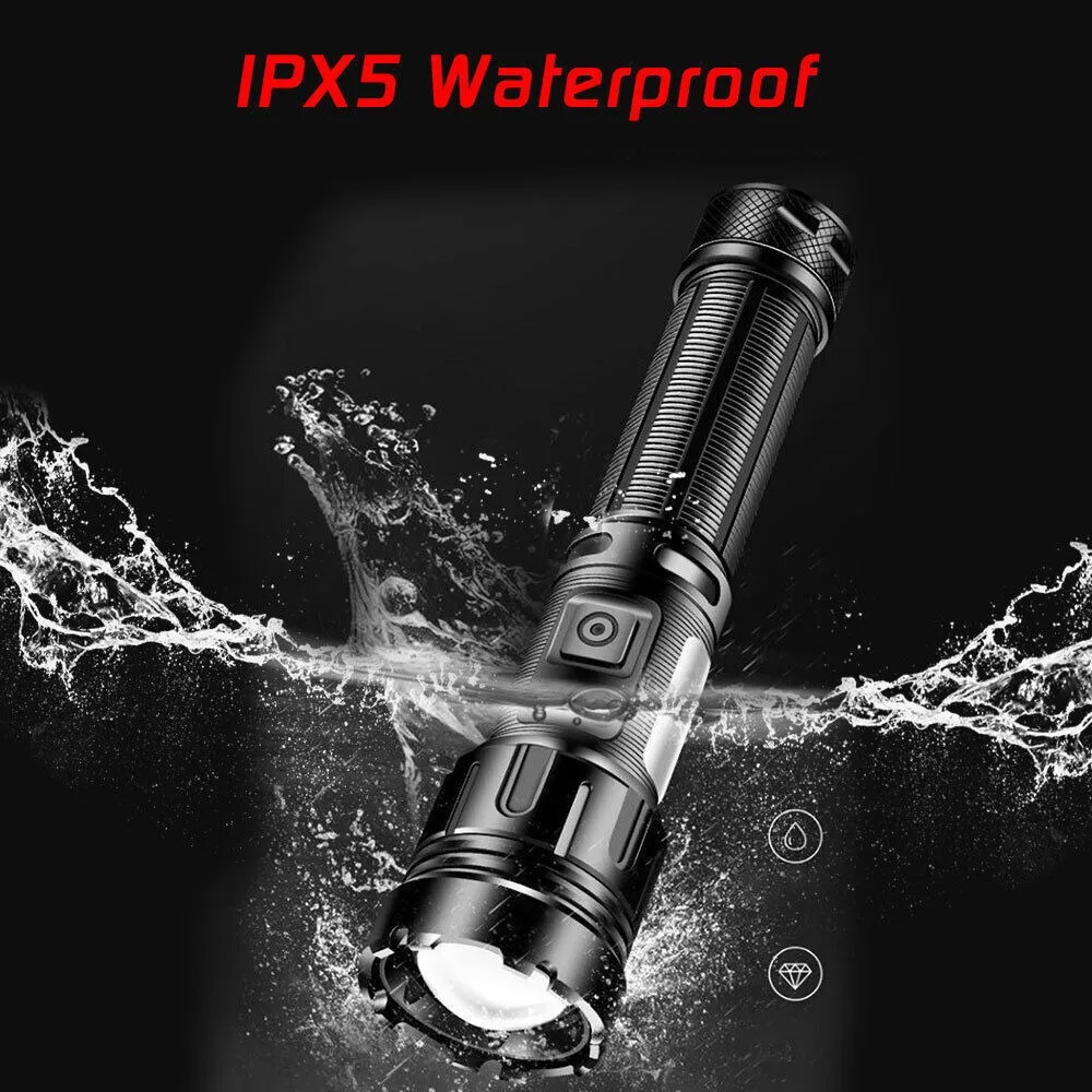 

Portable Rechargeable LED Flashlights USB with COB Work Light Telescopic Zoom Torch Lamp Type-C High Power Bright LED Flashlight