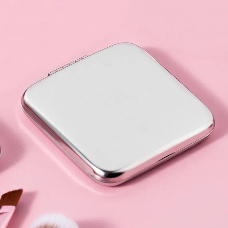 Portable Women Stainless Steel Makeup Mirror Hand Pocket Folded-Side Cosmetic Make Up Mirror Small Various Shapes Mirror