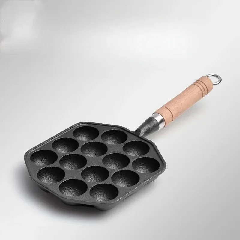 Baking Takoyaki Pan 14 Holes Gift Pancake Silicone Brush With Forks Home Kitchen Professional Induction Cast Iron Gas Stove view 6