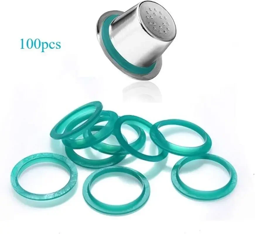 100 packs Coffee Silicone Replacement Rings Compatible with Nespresso Reusable Refillable Capsule Pods coffee accessories