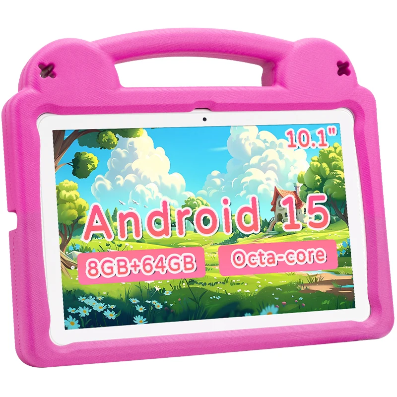 2025 Tablet Infantil, ANRY 10.1 Polegadas Android 15 Tablets 8GB + 64GB, Tablet Android com WiFi 6, Octa-Core, 5000mAh Controle Parental BT