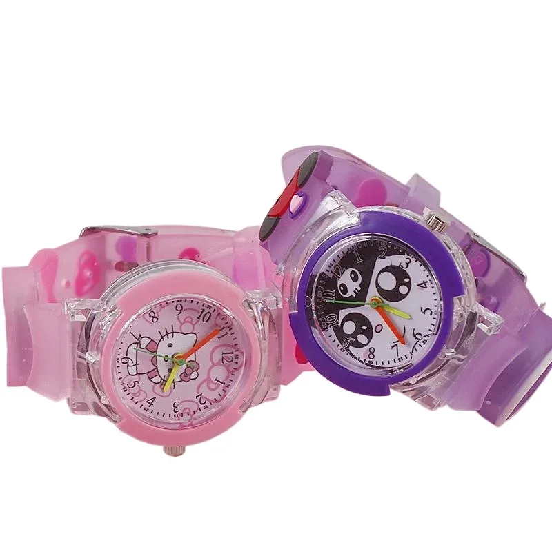 Miniso Anime dibujos animados Sanrio Hello Kitty Melody Kuromi Cinnamoroll reloj de cuarzo luminoso niñas estudiante reloj de pulsera deportivo brillante