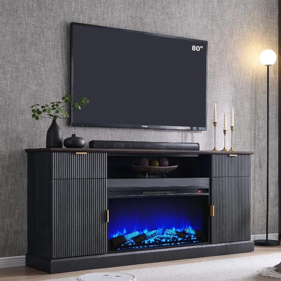 حامل تلفزيون 31 مدفأة مخددة مع 36 مدفأة كهربائية لمركز الترفيه الحديث للتلفزيون مقاس 80 بوصة مع درجين وأدجو #1