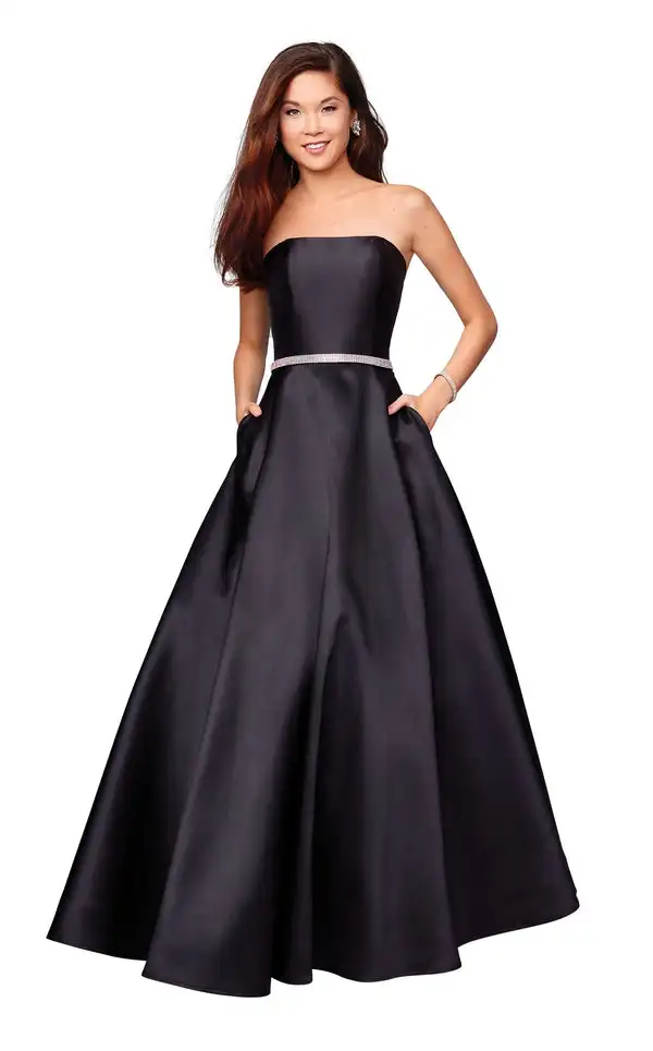 

Customized Simple Charmeuse Draped Sash A-line Strapless Long Dresses Bespoke Occasion Dresses Formal Exquisite Sizes Available