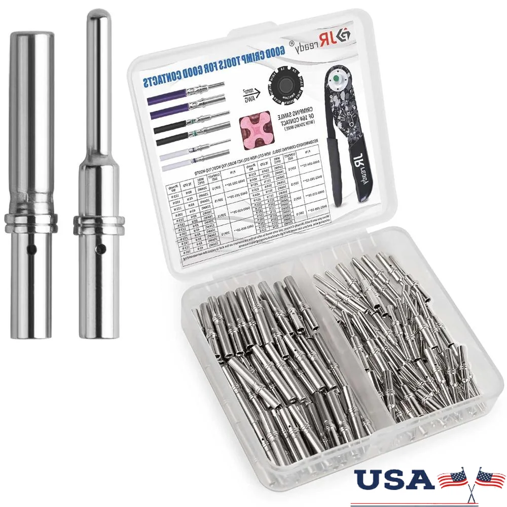

Deutsch Solid Contact Kit DT Series Connector Pins Terminal Auto Electrical Connectors AWG 16-20 Crimping Tool Compatible 50
