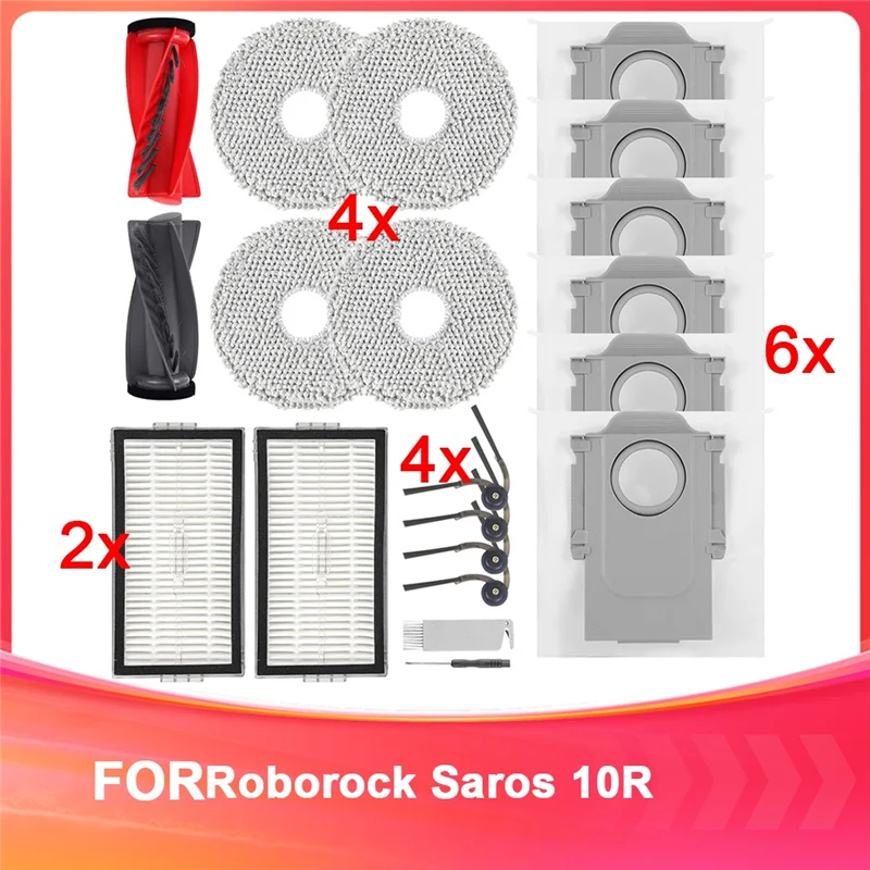 Accessories Part For Roborock Saros 10R Robot Vacuum, Main Brush, HEPA Filters, Side Brushes,Mop Cloth Pads,Dust Bags