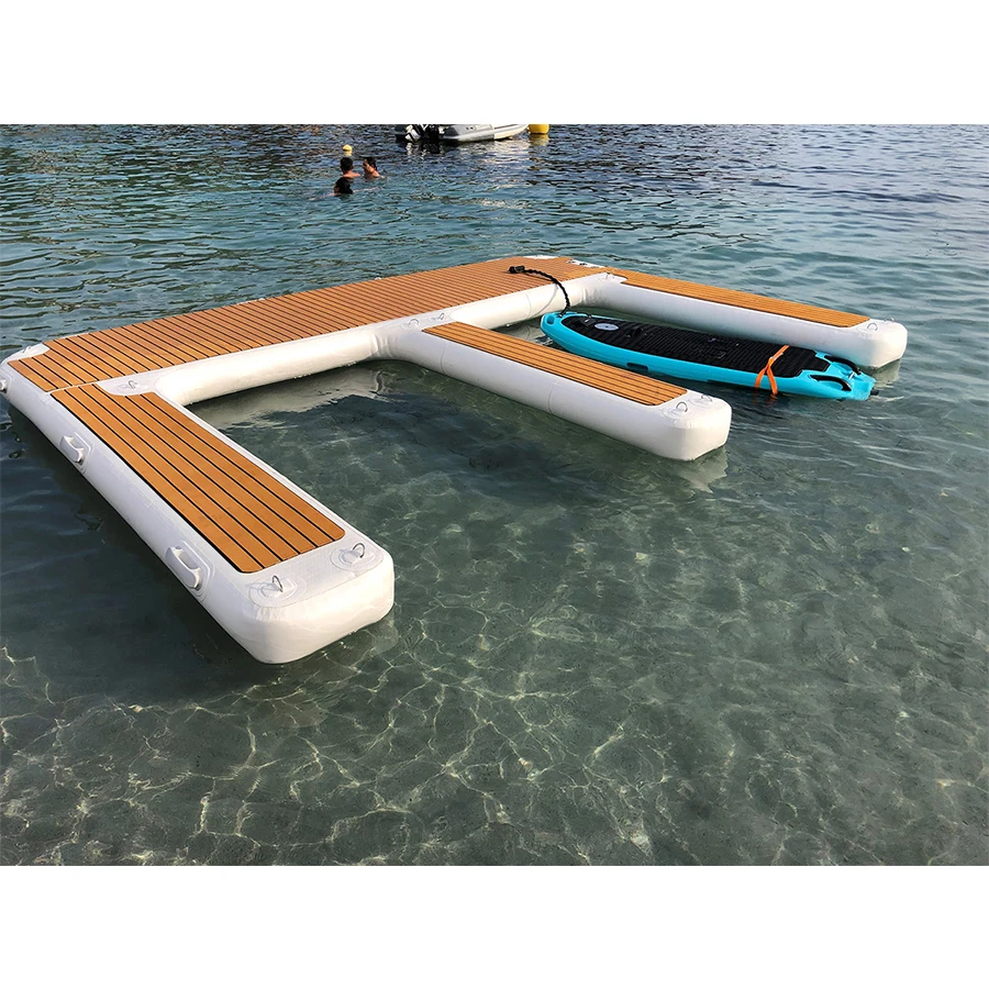 4M Custom Teak Inflatable Drop Stitch Jet Ski E Dock