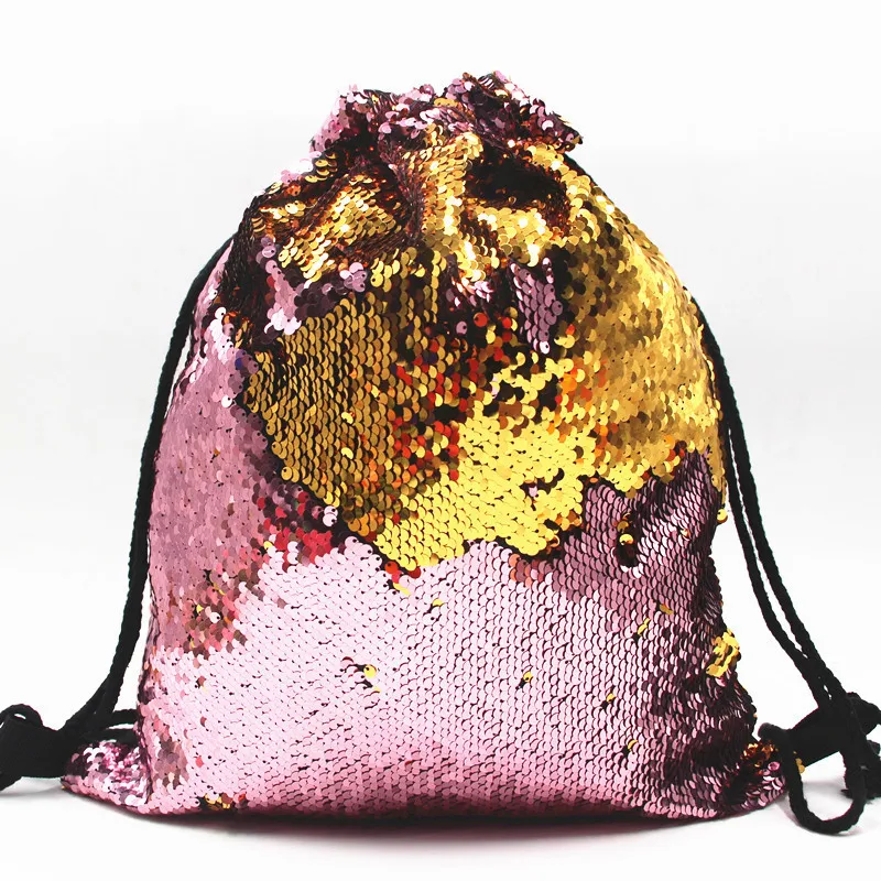 NONE Damen-Rucksack mit Pailletten, Kordelzug, Outdoor-Tasche 5