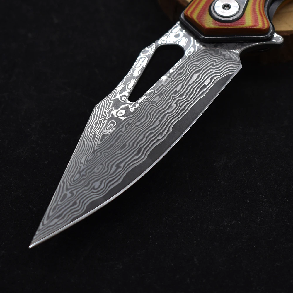 New Hot Sale Damascus Steel G10 CNC Handle Folding Knife Survival Hunting Outdoor Fishing Hiking Portable Military Knife Tool