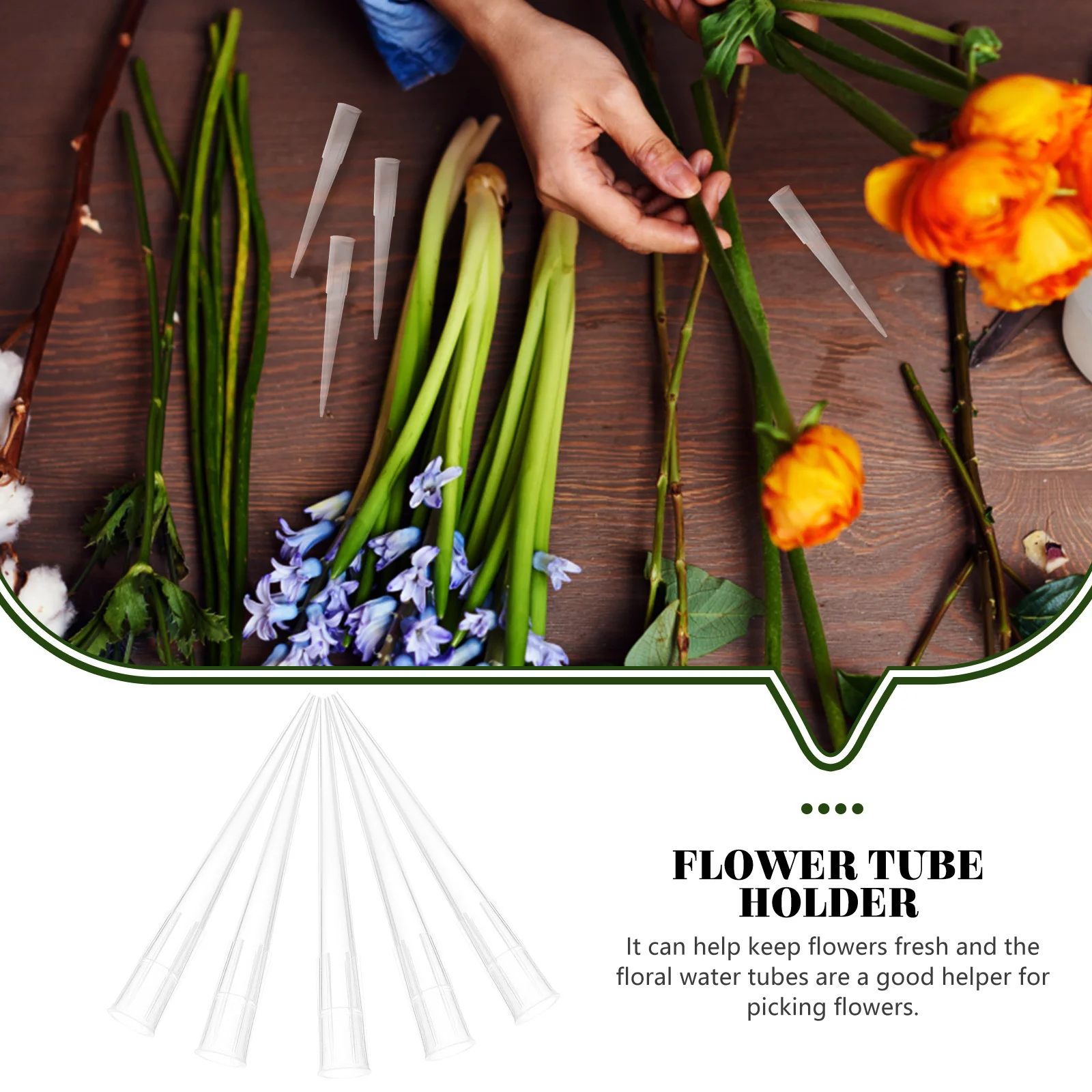 50pcs Eternal Flower Fixator Holder Plastic Flower Arrangement Tube For Fresh Artificial Flowers Moisture Preservation Floral