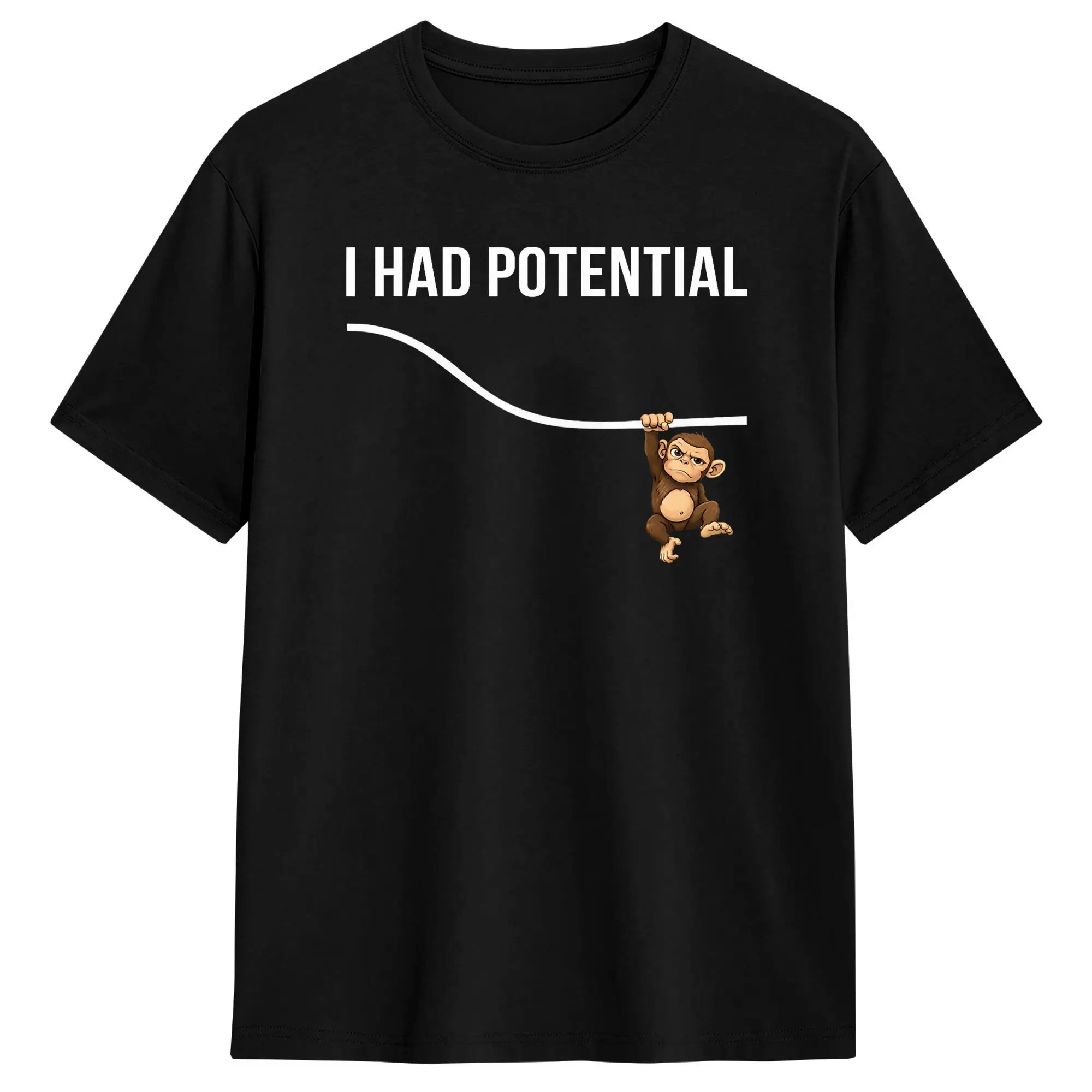 Funny Physics Punch Monkey I Had Potential Energy Science T Shirts for Men Cotton T-Shirt Round Neck Tee Shirt Short Sleeve Tops