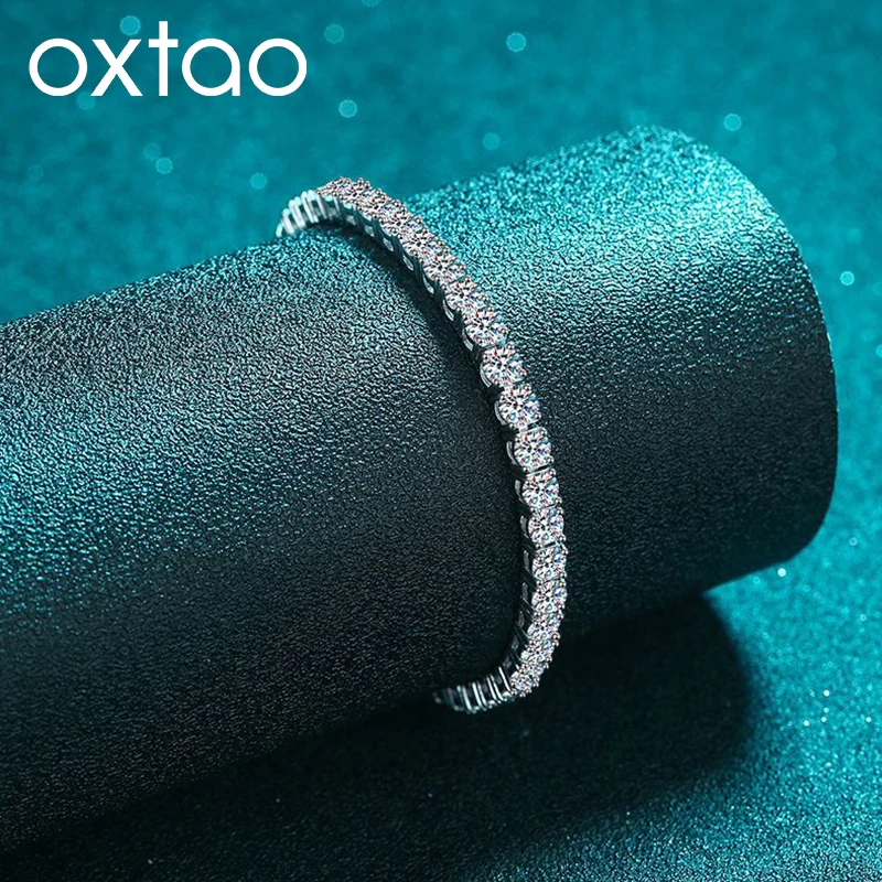 

OXTAO 3mm D Moissanite Diamond Tennis Bracelet for Women Men 14K Gold Filled Bangle Wedding Jewelry Christmas Exquisite Gift