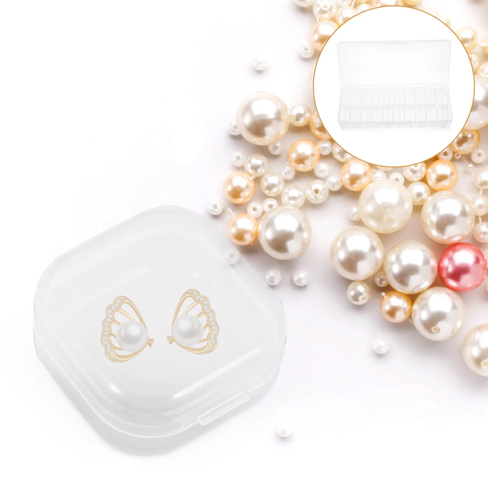 

1Set Plastic Mini Storage Box Clear Organizer Box with Lid Multi-Functional Storage Container for Jewelry Beads Rings Earrings