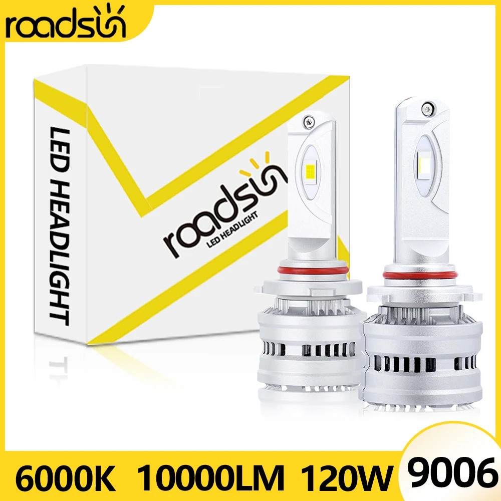 

1 пара ультра-ярких светодиодных ламп 10000 лм HB4 9006, 120 Вт, 6000 К, холодный белый свет, 200% больше, чем существующих галогенных налобных фар