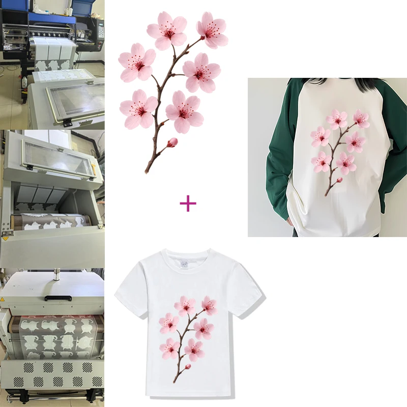 Flowers unique branch stands out Heat Transfer For Clothing DIY Washable Tshirt Iron-On Thermal Sticker Fashion Patches Applique