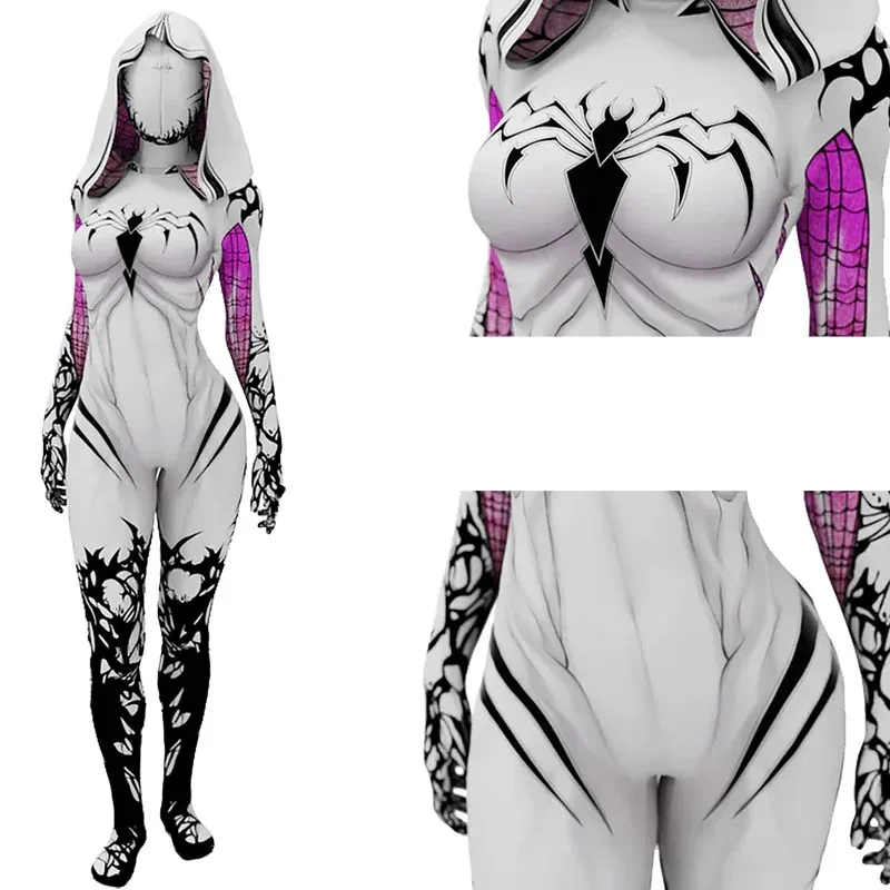 Venom Spider Gwen Stacy Cosplay Costume Superhero 3D Printed Spandex Zentai BodySuit Gwen Stacy Spiderwoman  Halloween Costume