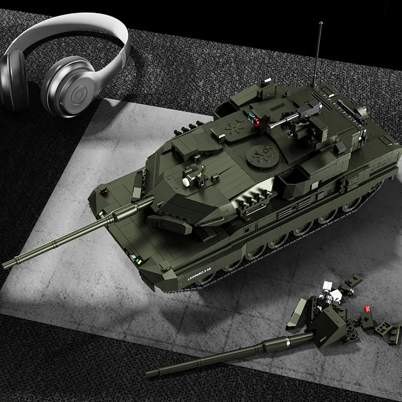

new Military MOC 1/28 Leopard 2A8 Army Main Battle Tank Building Blocks Bricks Modern Tank Set Toys For Children Boys Gifts