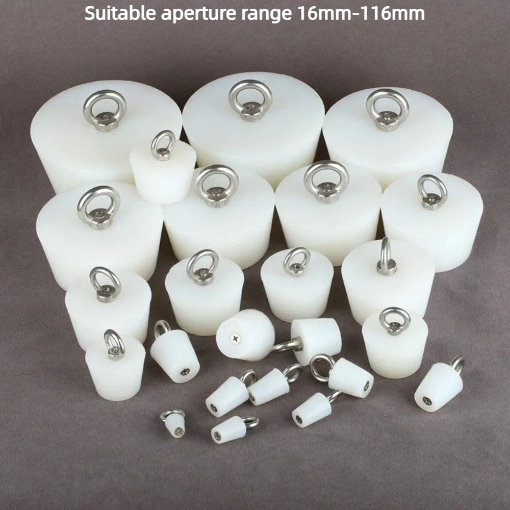 Tapered Silicone Rubber Stopper Waterproof Solid Conical Silicone Stopper with Steel D Ring Universal Sealing Plug Bung