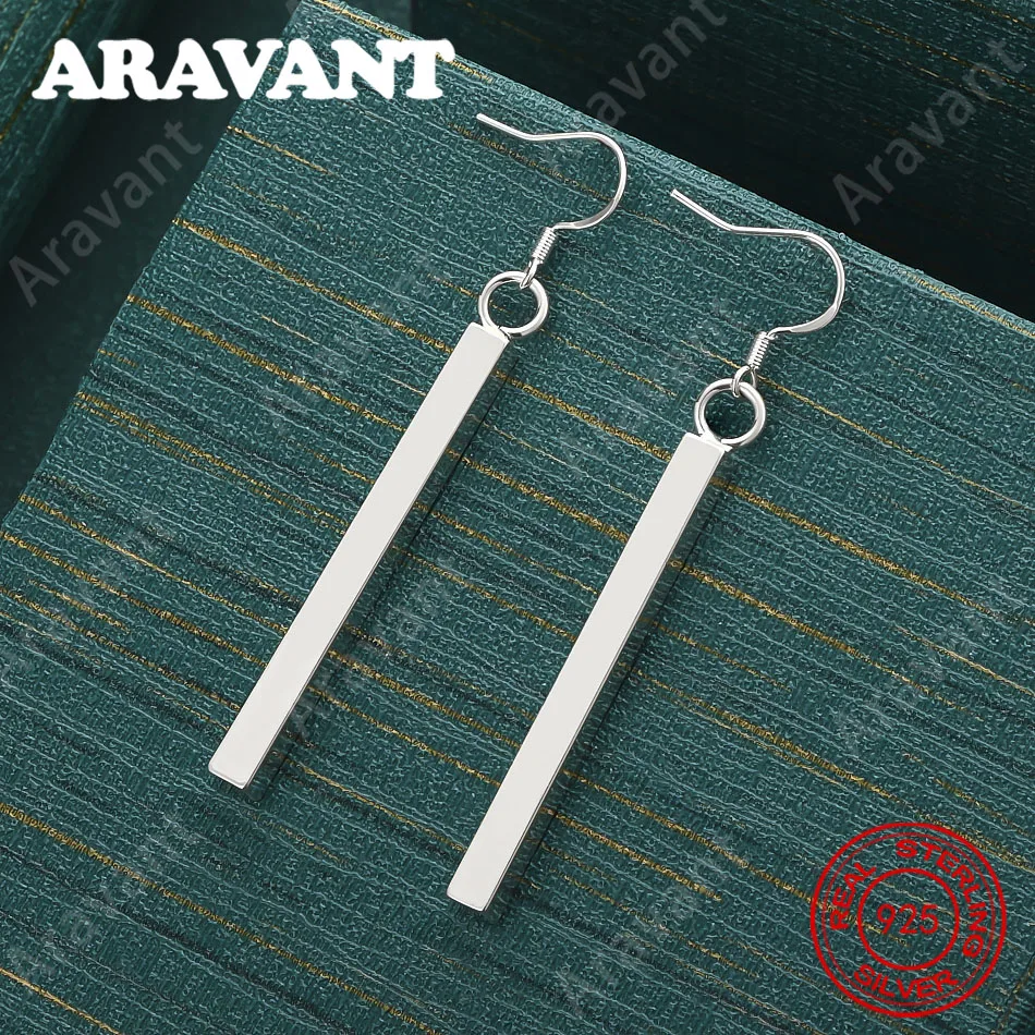 925 Sterling Silver Solid Rectangular Earrings For Women, Perfect For Commute, Christmas Gifts, And Jewelry