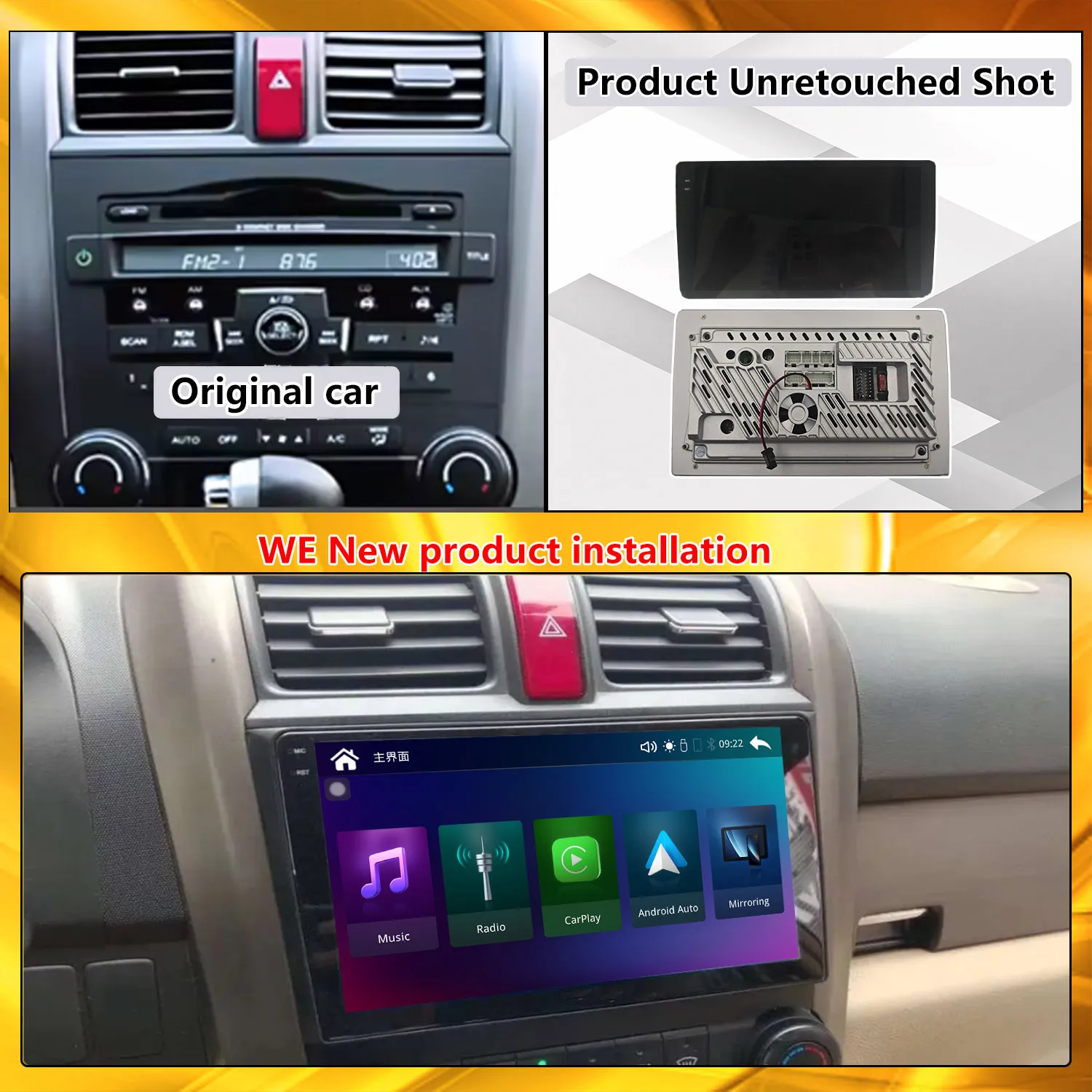 Radio Modify For Honda CR-V 2007-2011 Wireless Carplay Car Multimedia Player Upgrade Touch Screen Android Auto Car Play Linux