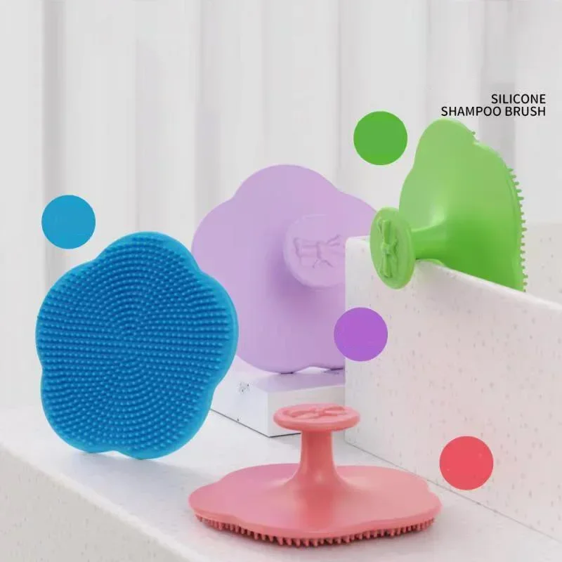 Cepillo de champú de silicona para bebé, baño infantil, silicona suave, cepillo de ducha para niños, cabezal, cepillos de masaje para lavado de cabello, peine de limpieza