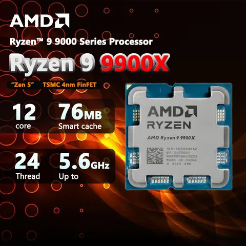 R9 9900X AMD Ryzen 9 9900X Nuovo processore 5,6 GHz 12 core 24 thread 76MB Cache di gioco 4NM TDP 120W Socket AM5 CPU da gioco Zen 5