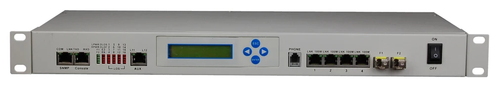 

19-дюймовый оптический мультиплексор Ethernet PDH 16E1+4*100M для монтажа в стойку 1U с ЖК-экраном