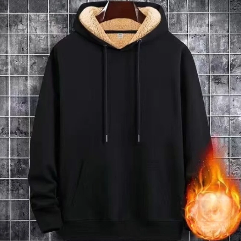 Harajuku جديد كنزة بغطاء رأس من الصوف الرجال الدافئة البلوز البلوز بلون عادية فضفاضة تناسب الشارع الشهير موضة ملابس خارجية الخريف الشتاء