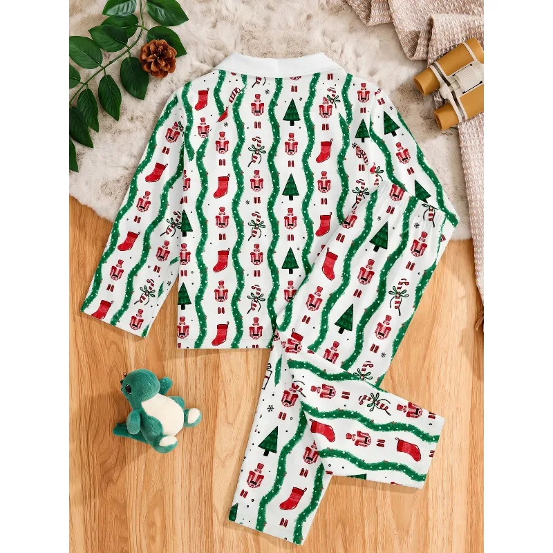 Unisex Girls Christmas Pajama Set Nutcracker Print Long Sleeve Sleepwear Gift for Xmas Birthday