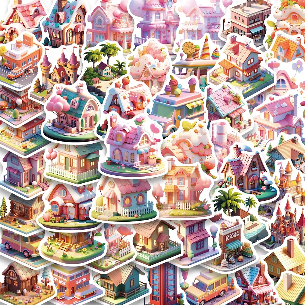 50PCS Cartoon 3D Miniatur Szene Wasserdichte Graffiti Aufkleber Für Hand Konto Bleistift Fall Aufkleber BulingBulingStickers Shop