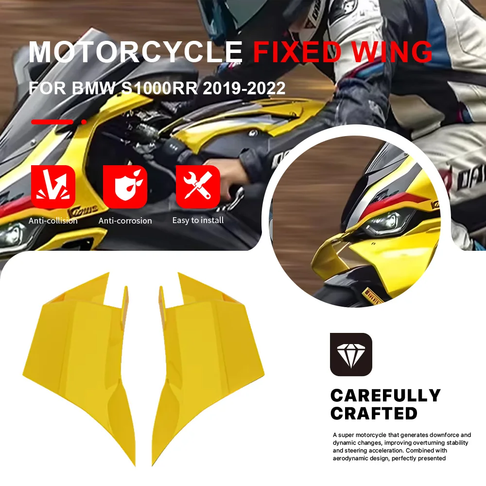 

Motorcycle Front Aerodynamic Fixed Wing Spoiler Fairing For BMW S1000RR 2019-2022 ABS Side Winglets Side Wing Windshield Wing