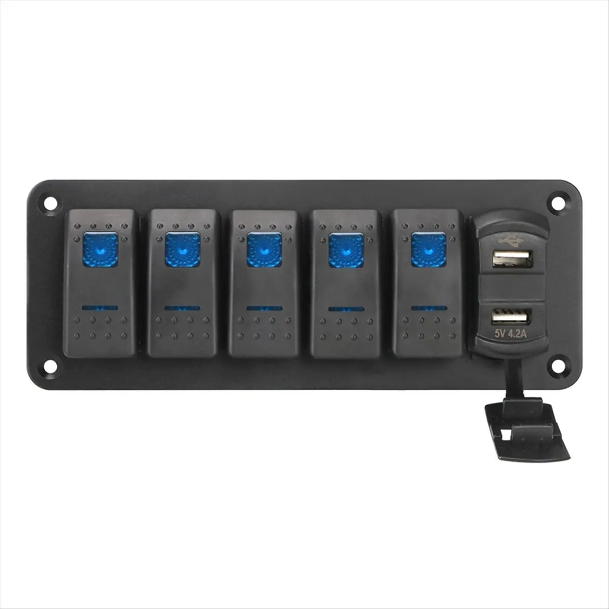 Super Sale Rocker Switch Panel Light Toggle Digital Voltage Display 4.2A USB Chargers Port for Car Marine RV Truck