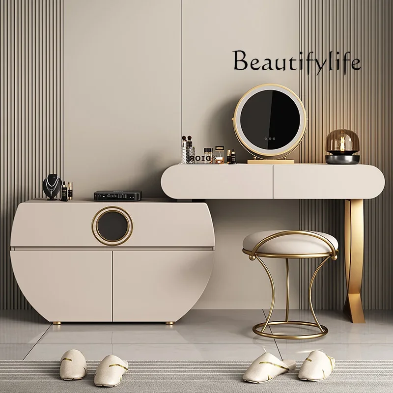 

YY Beige Organizer Dressing Table Aesthetic Full Set Luxury Mirror Dressing Table Bedroom Nordic Tocador Con Espejo Furniture Ho