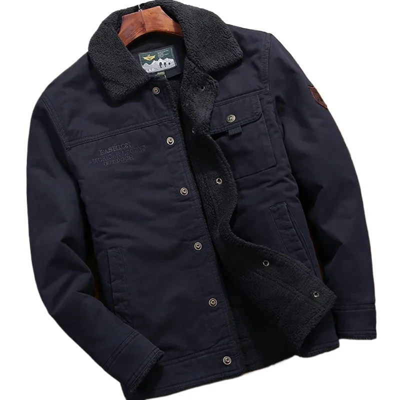 Casual Warm Men's Coat Casual Lamb Parka Men Trendy Jacket Winter Men New Thickened Jacket Male Army Velvet Clothes Men Outdoor
