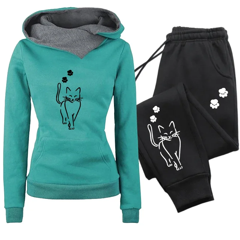 Women's Tracksuit Printing Casual Hoodie Sweatshirts Outdoors Sports Jogging Clothing Autumn Winter Quality Fashion Sportswear