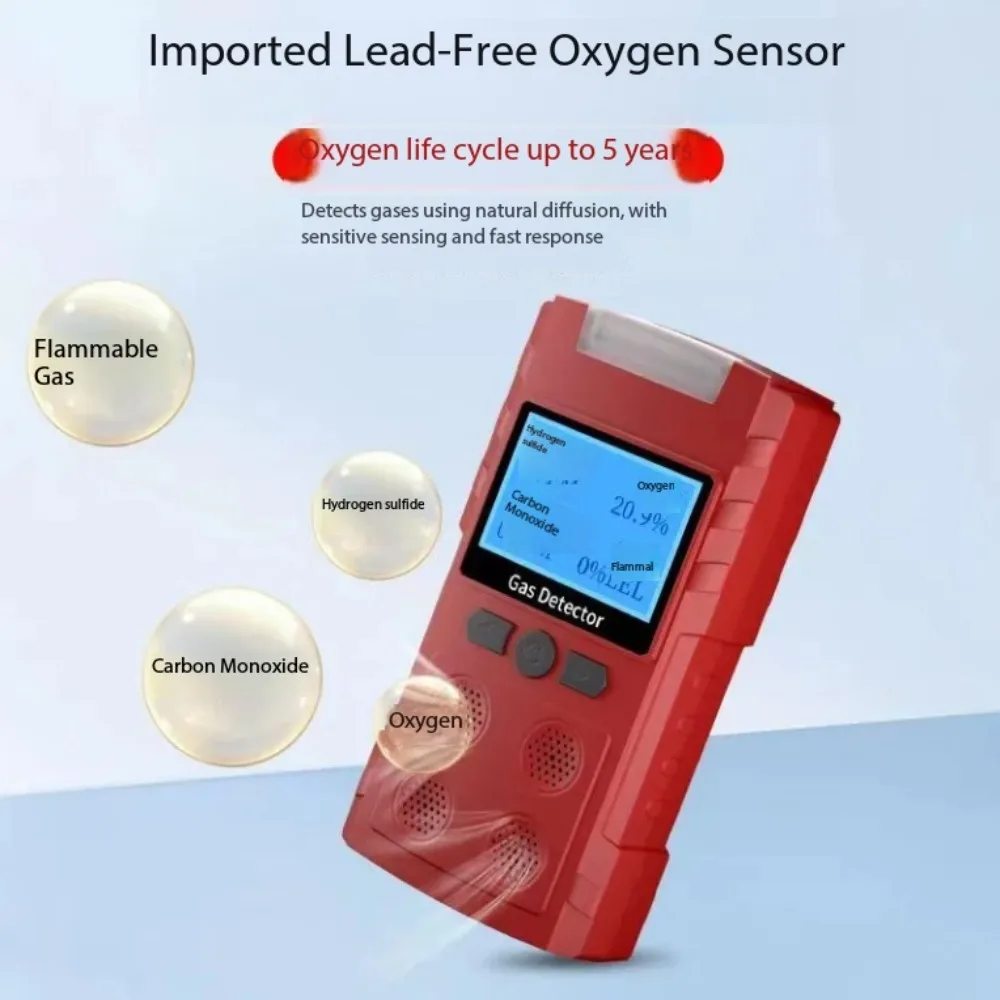 Four-in-one gas detector Industrial combustible alarm Toxic and harmful O2、H2S 、CO 、LEL，concentration Portable leakage