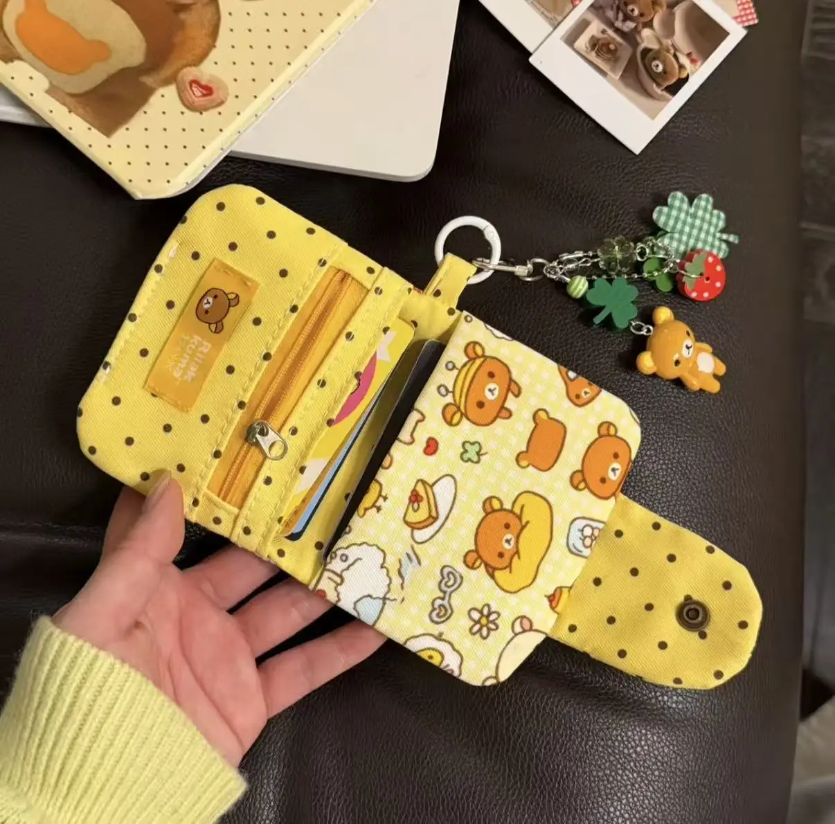 Nova Carteira Coreana Fofa com Desenho de Urso, Porta-Moedas de Pelúcia, Bolsa de Chaves para Estudantes, Porta-Cartões, Presente de Aniversário
