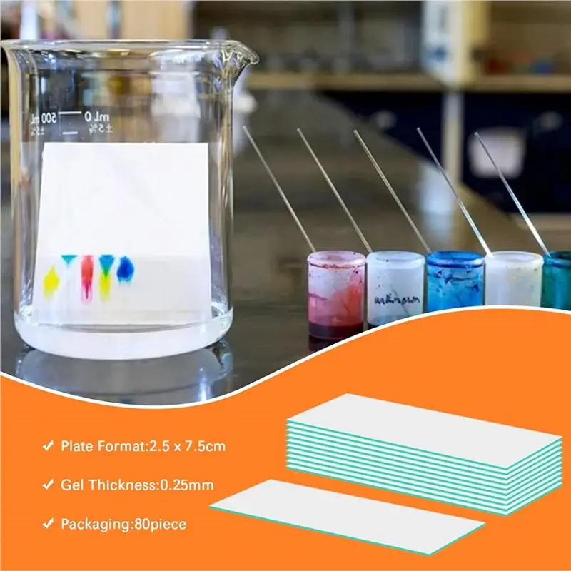 ABLJ Glass Backed Classical Silica Gel GF254 2.5X7.5 Cm Thin Layer Chromatography Analytical Plate With Silica,Pack Of 240