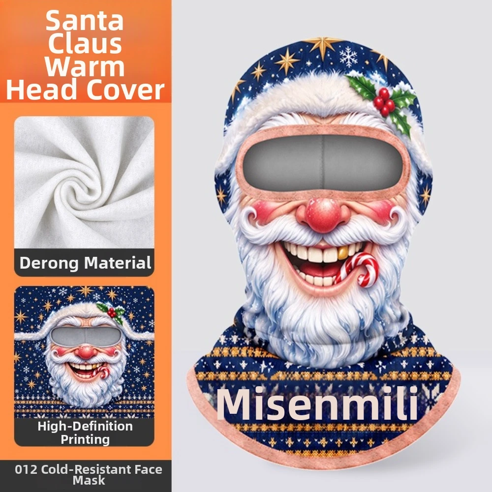 Prank 3D Printed Funny Face Balaclava Santa Claus Thermal Neck Gaiter Warm Windproof Face Cover Cosplay