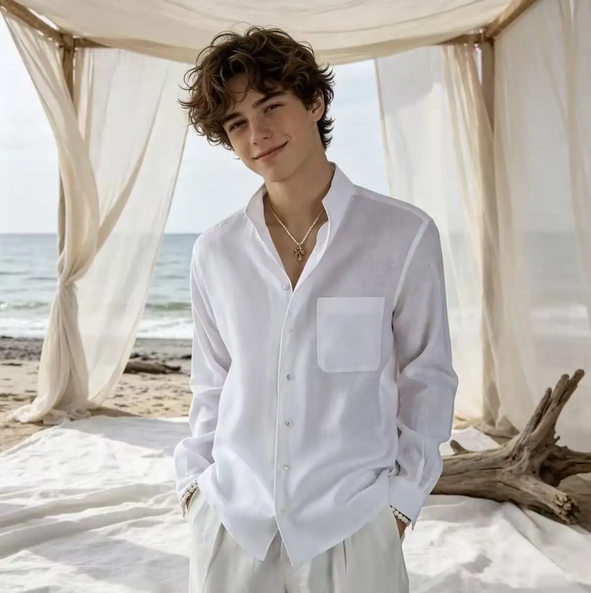 No Logo New Vintage Tops Outdoor Men's Clothing Lyocell Anti-wrinkle Autumn Basic Simple All-match Linen Casual Shirts for Men