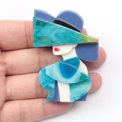 handmade fashion accessories acrylic cartoon women portrait brooches popular clothing bag accessories