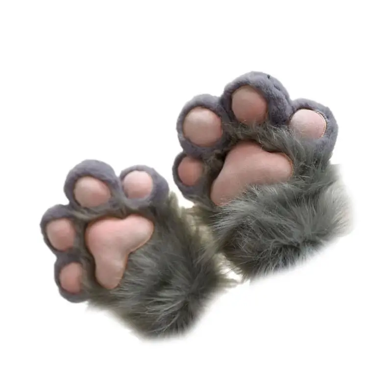 39BD jeu rôle Anime chats pattes gants Halloween fête Costume peluche pattes gants
