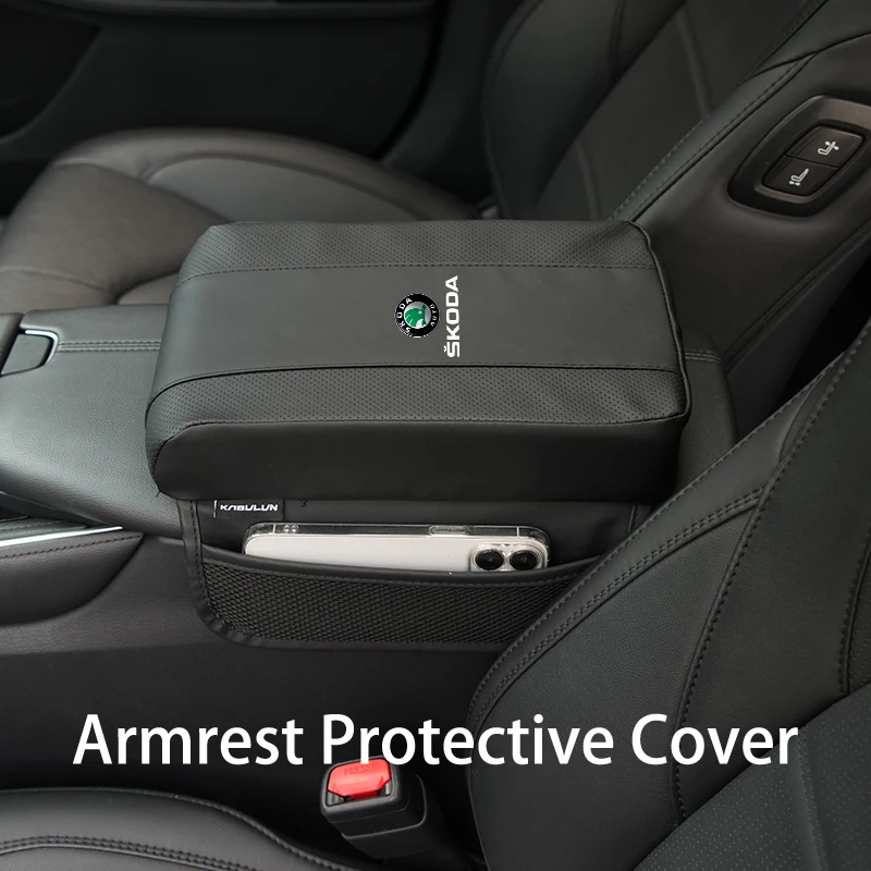 

﻿Car Armrest Box Pad Console Protector Cover Booster Mat Accessories For Skoda Octavia Rapid Kodiaq Superb Derivative Karoq Fabi