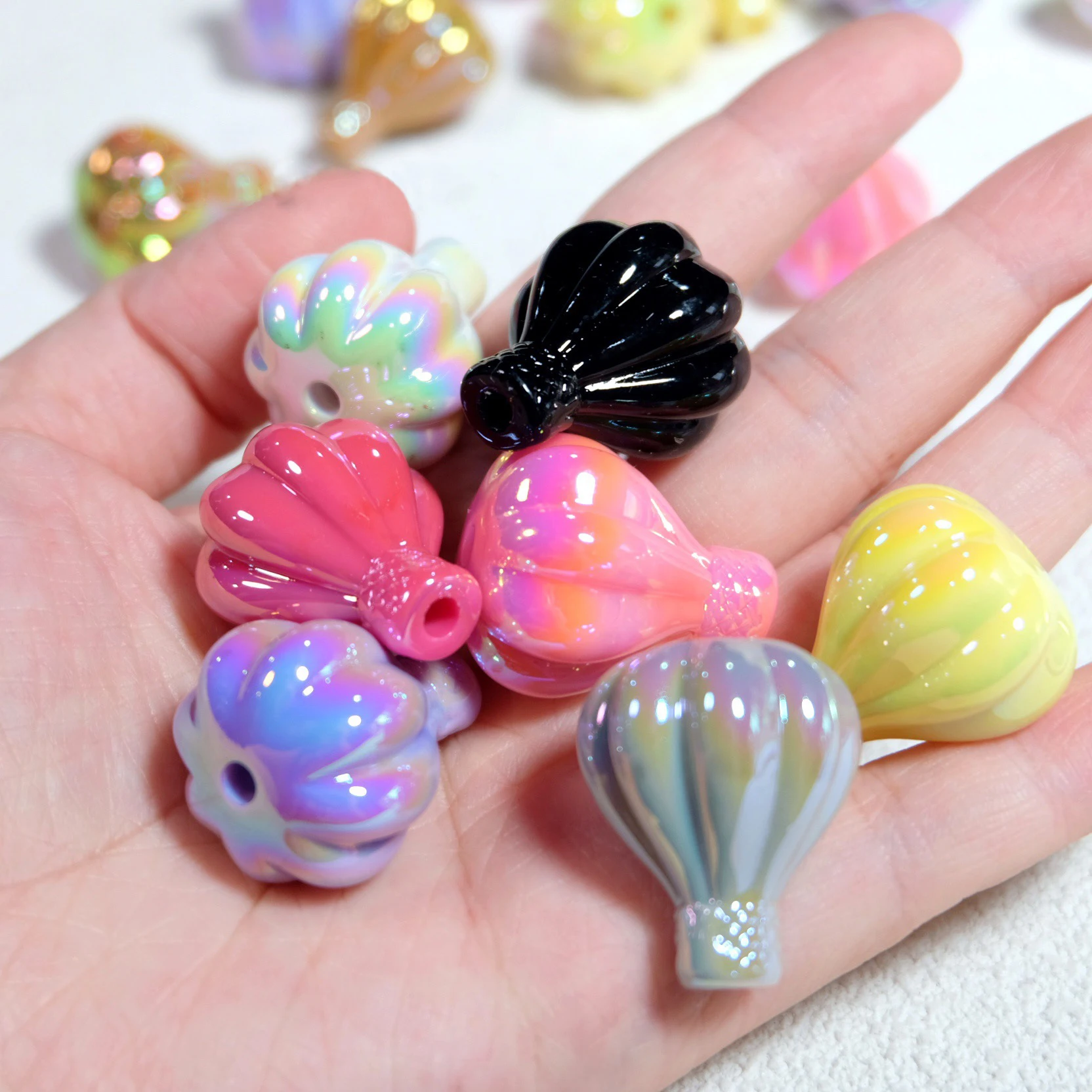 2/5/10pcs UV plated color vertical hole hot air balloon beads hand-painted base DIY mobile phone chain keychain material accesso